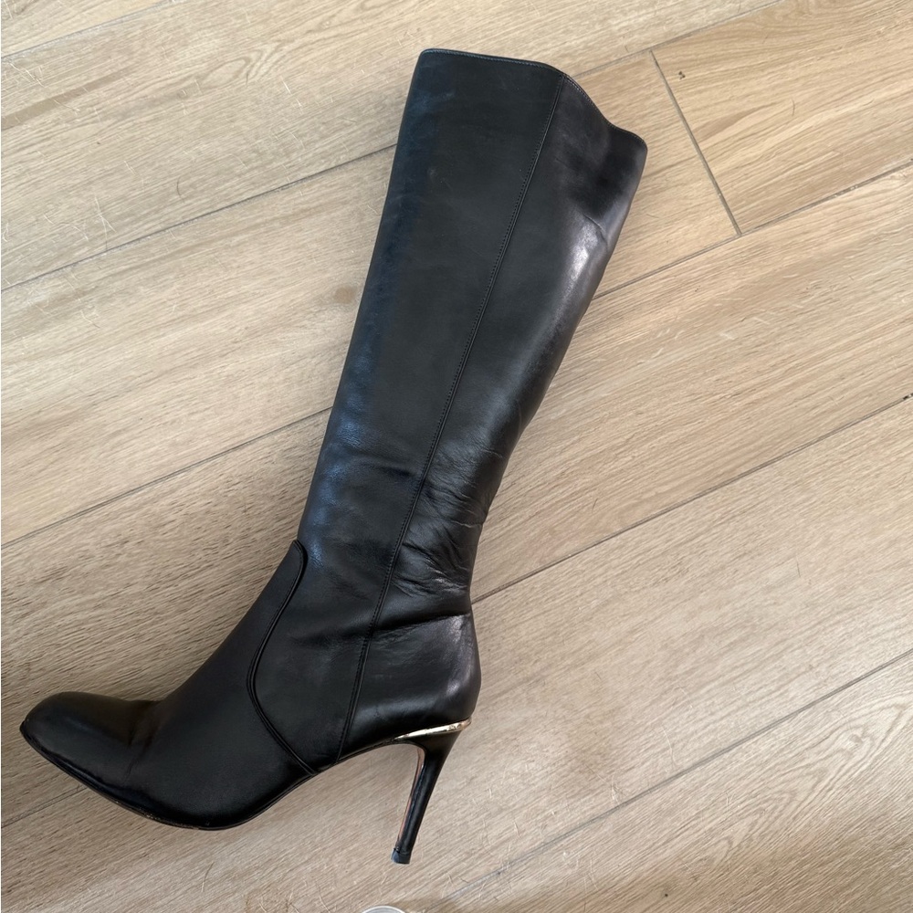 Coach Roma Black Leather Heeled Boots - Picture 3 of 8